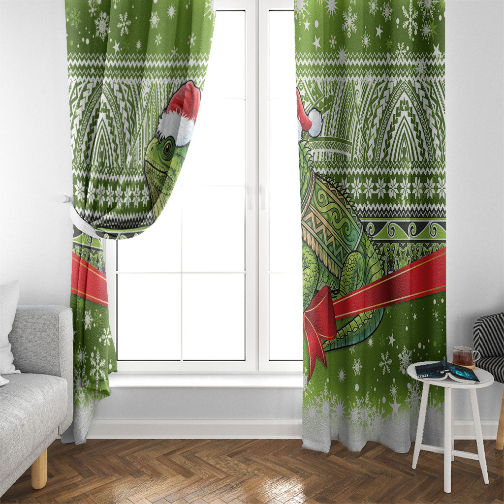 New Zealand Tuatara Christmas Window Curtain Maori Inspired Knitted Patterns LT9 - Polynesian Pride