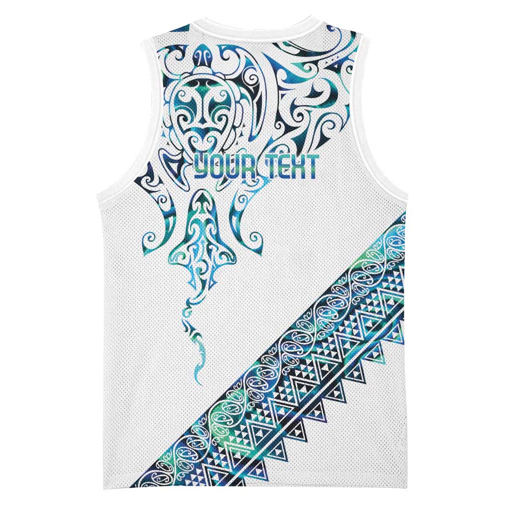 Kahui Whetu Paua shell Kowhaiwhai Taniko Personalised Basketball Jersey Manta Ray Shark-Turtle Maori Tribal Style LT9 - Polynesian Pride