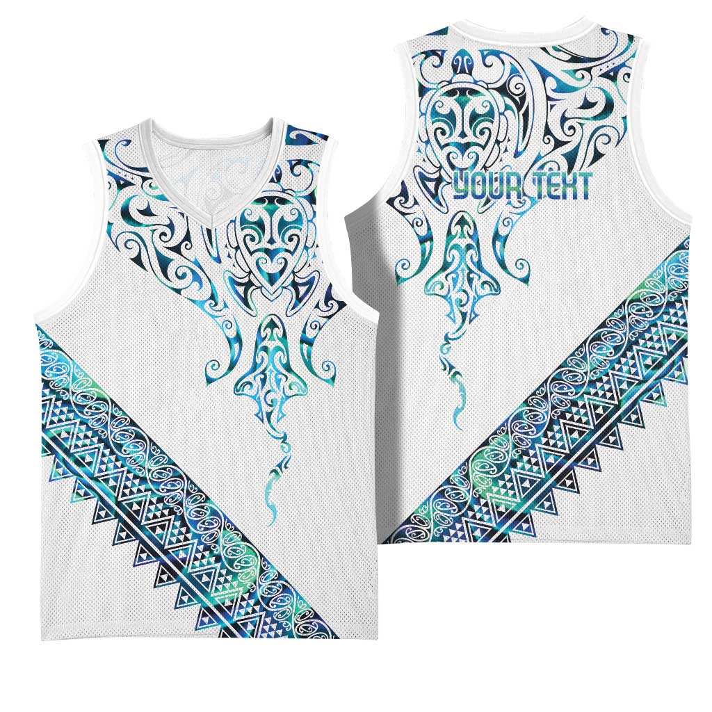 Kahui Whetu Paua shell Kowhaiwhai Taniko Personalised Basketball Jersey Manta Ray Shark-Turtle Maori Tribal Style LT9 - Polynesian Pride