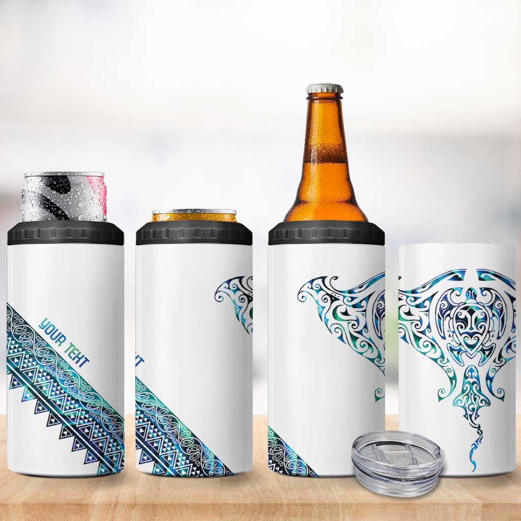 Kahui Whetu Paua shell Kowhaiwhai Taniko Personalised 4 in 1 Can Cooler Tumbler Manta Ray Shark-Turtle Maori Tribal Style LT9 - Polynesian Pride