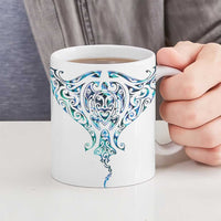 Kahui Whetu Paua shell Kowhaiwhai Taniko Personalised Ceramic Mug Manta Ray Shark-Turtle Maori Tribal Style