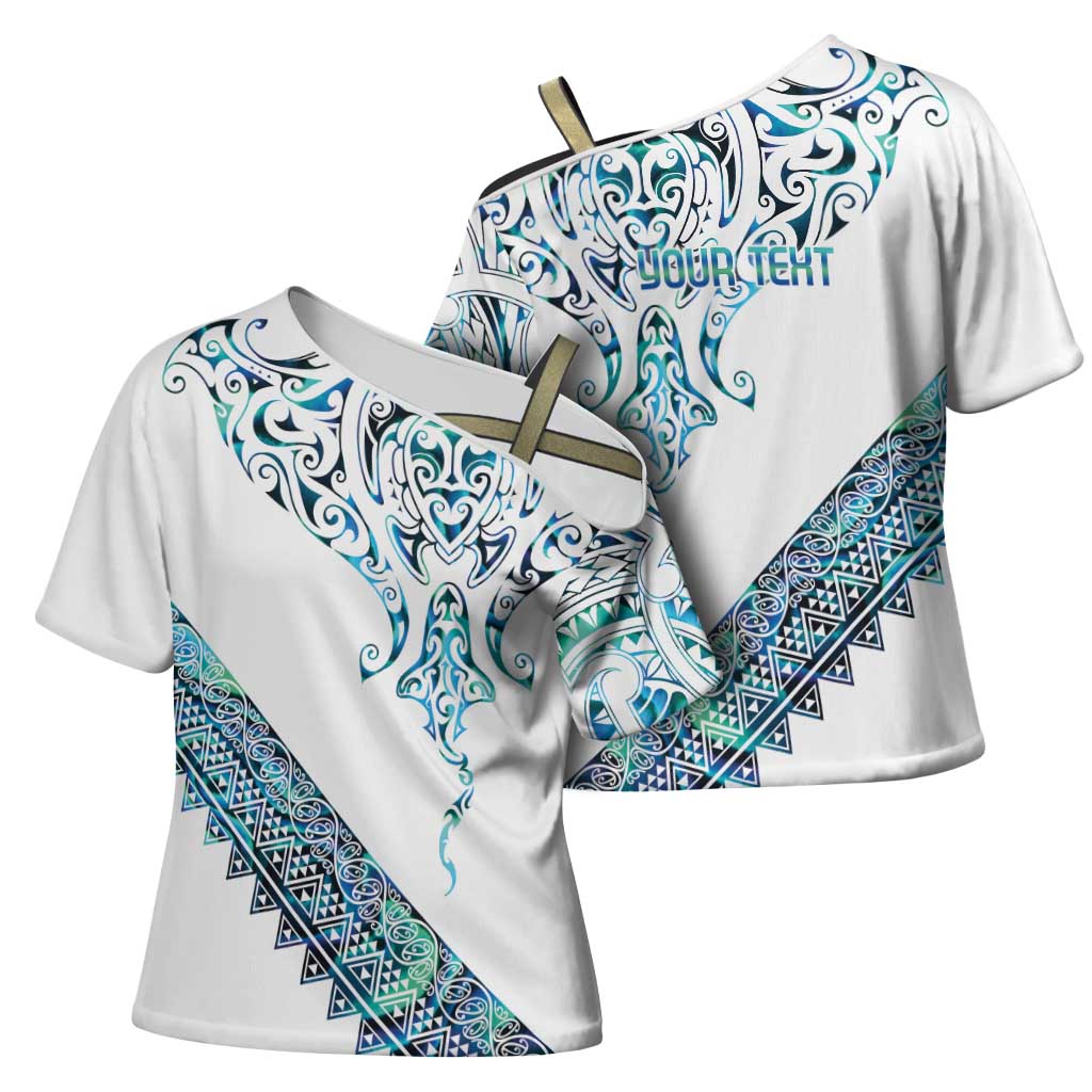 Kahui Whetu Paua shell Kowhaiwhai Taniko Personalised Cross Shoulder Shirt Manta Ray Shark-Turtle Maori Tribal Style LT9 - Polynesian Pride