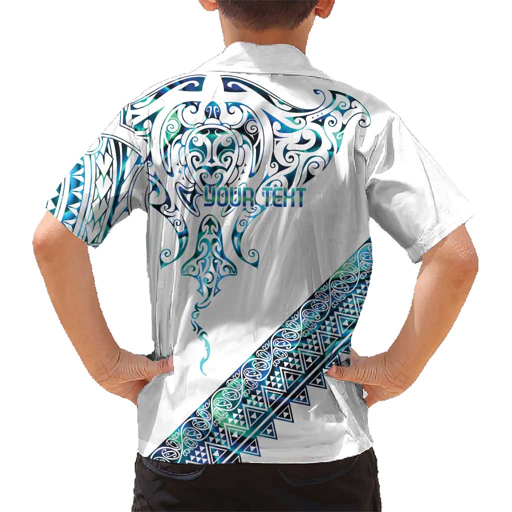 Kahui Whetu Paua shell Kowhaiwhai Taniko Personalised Family Matching Long Sleeve Bodycon Dress and Hawaiian Shirt Manta Ray Shark-Turtle Maori Tribal Style LT9 - Polynesian Pride
