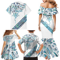 Kahui Whetu Paua shell Kowhaiwhai Taniko Personalised Family Matching Mermaid Dress and Hawaiian Shirt Manta Ray Shark-Turtle Maori Tribal Style LT9 - Polynesian Pride
