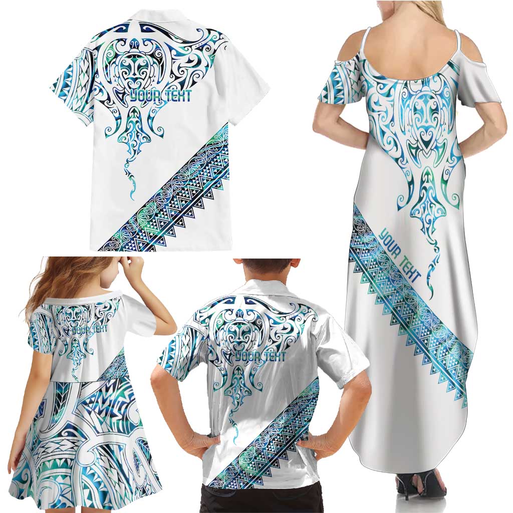 Kahui Whetu Paua shell Kowhaiwhai Taniko Personalised Family Matching Summer Maxi Dress and Hawaiian Shirt Manta Ray Shark-Turtle Maori Tribal Style LT9 - Polynesian Pride