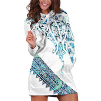 Kahui Whetu Paua shell Kowhaiwhai Taniko Personalised Hoodie Dress Manta Ray Shark-Turtle Maori Tribal Style LT9 Blue - Polynesian Pride