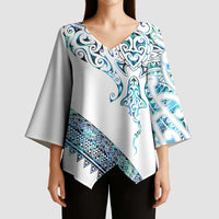 Kahui Whetu Paua shell Kowhaiwhai Taniko Personalised Kimono Sleeve Blouse Manta Ray Shark-Turtle Maori Tribal Style LT9 - Polynesian Pride