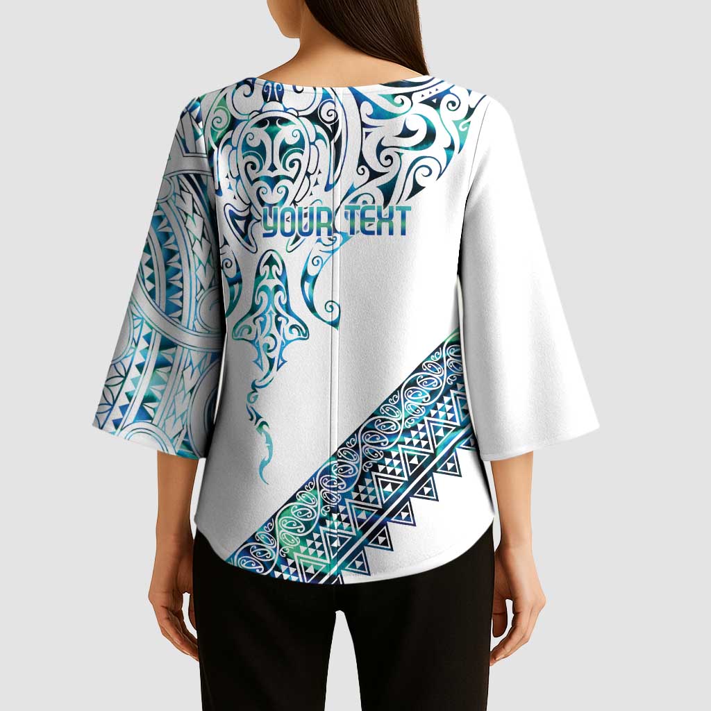 Kahui Whetu Paua shell Kowhaiwhai Taniko Personalised Kimono Sleeve Blouse Manta Ray Shark-Turtle Maori Tribal Style LT9 - Polynesian Pride