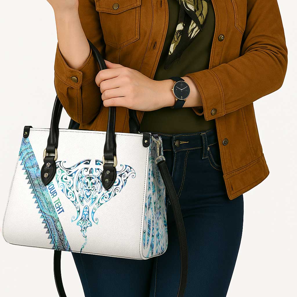 Kahui Whetu Paua shell Kowhaiwhai Taniko Personalised Leather Bag Manta Ray Shark-Turtle Maori Tribal Style