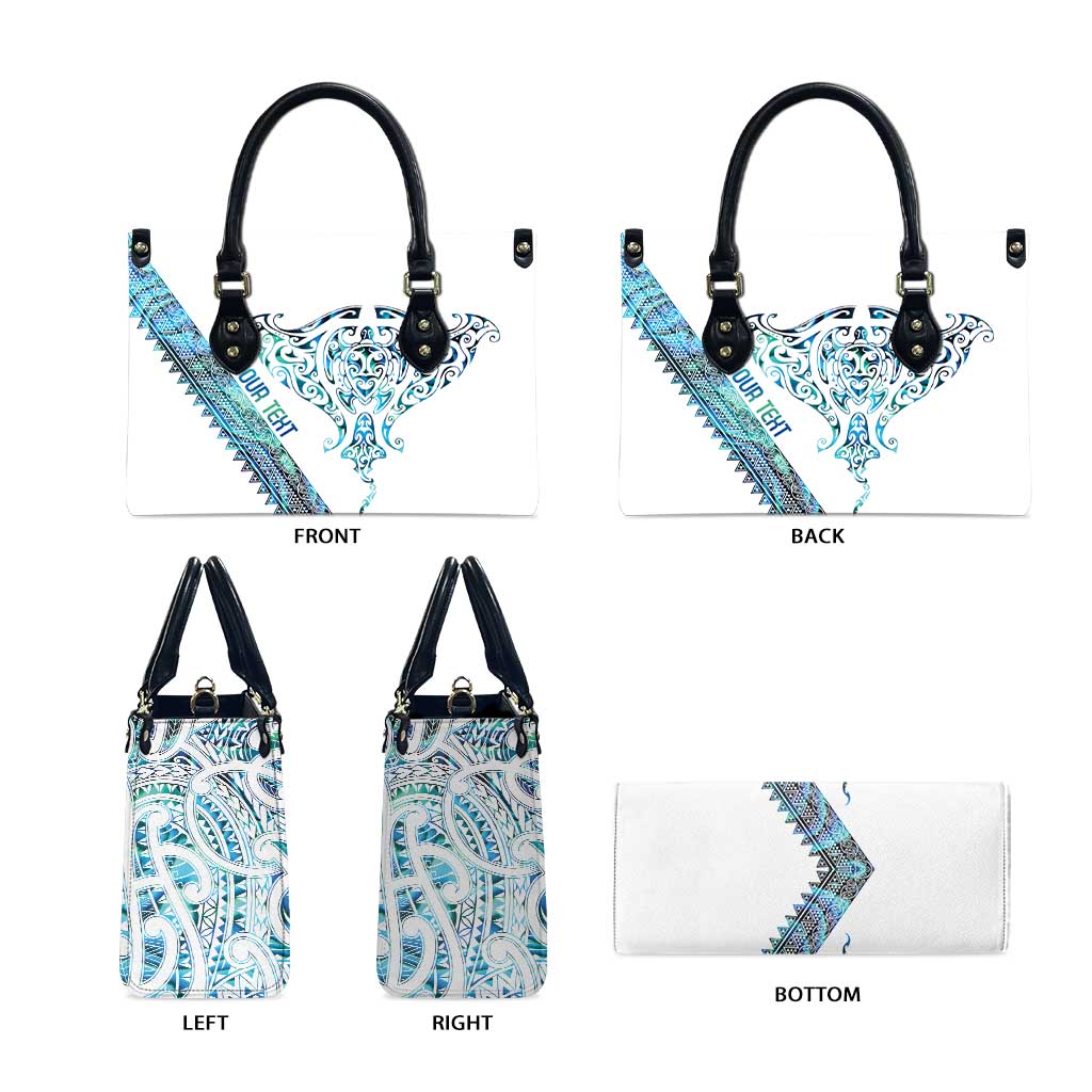 Kahui Whetu Paua shell Kowhaiwhai Taniko Personalised Leather Bag Manta Ray Shark-Turtle Maori Tribal Style
