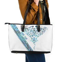 Kahui Whetu Paua shell Kowhaiwhai Taniko Personalised Leather Tote Bag Manta Ray Shark-Turtle Maori Tribal Style