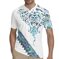 Kahui Whetu Paua shell Kowhaiwhai Taniko Personalised Rugby Jersey Manta Ray Shark-Turtle Maori Tribal Style