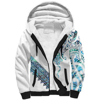 Kahui Whetu Paua shell Kowhaiwhai Taniko Personalised Sherpa Hoodie Manta Ray Shark-Turtle Maori Tribal Style
