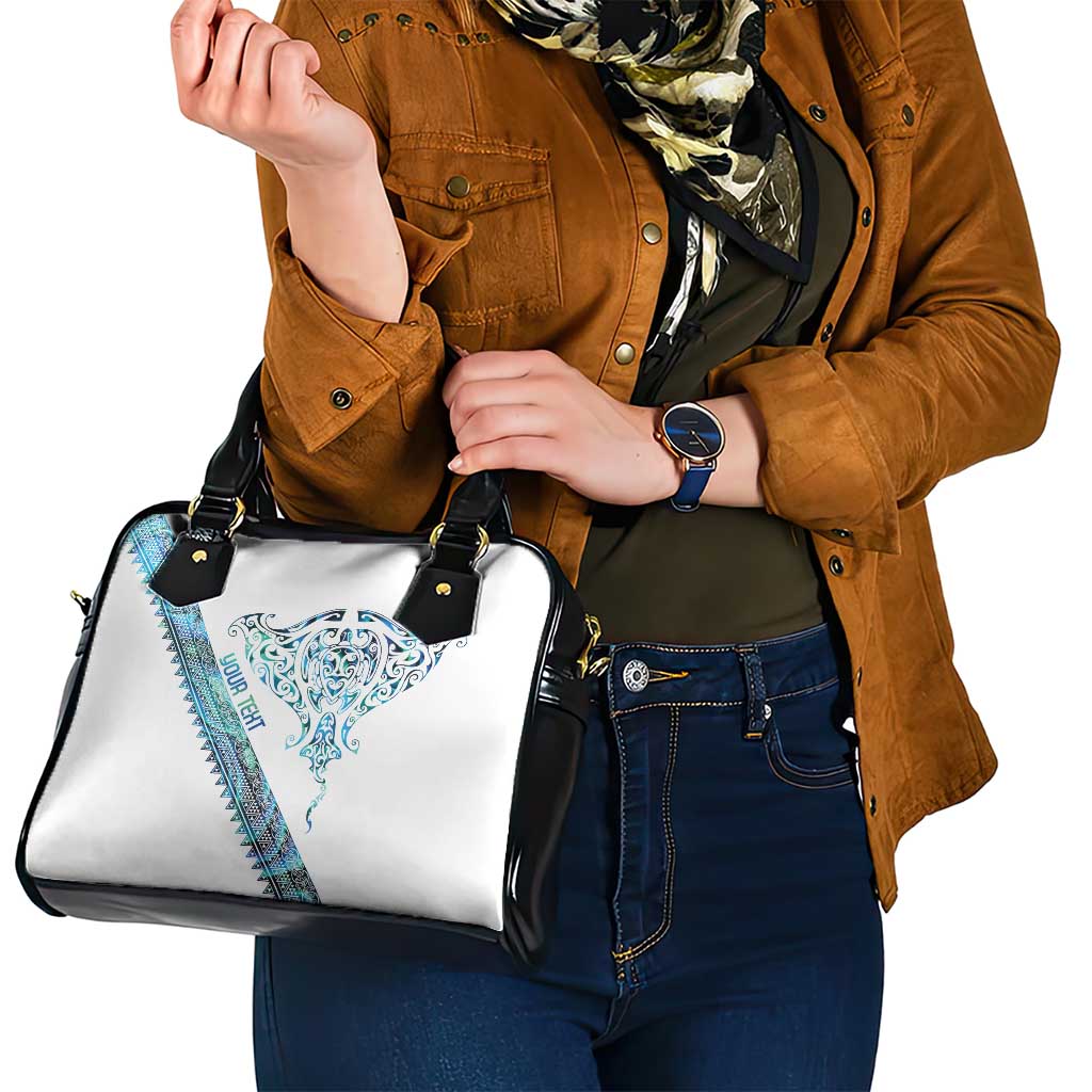 Kahui Whetu Paua shell Kowhaiwhai Taniko Personalised Shoulder Handbag Manta Ray Shark-Turtle Maori Tribal Style