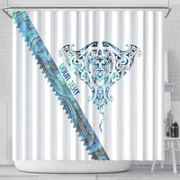 Kahui Whetu Paua shell Kowhaiwhai Taniko Personalised Shower Curtain Manta Ray Shark-Turtle Maori Tribal Style