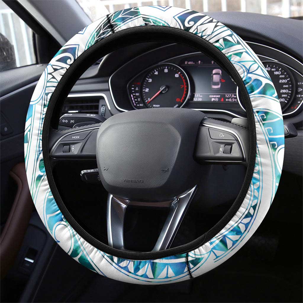 Kahui Whetu Paua shell Kowhaiwhai Taniko Steering Wheel Cover Manta Ray Shark-Turtle Maori Tribal Style