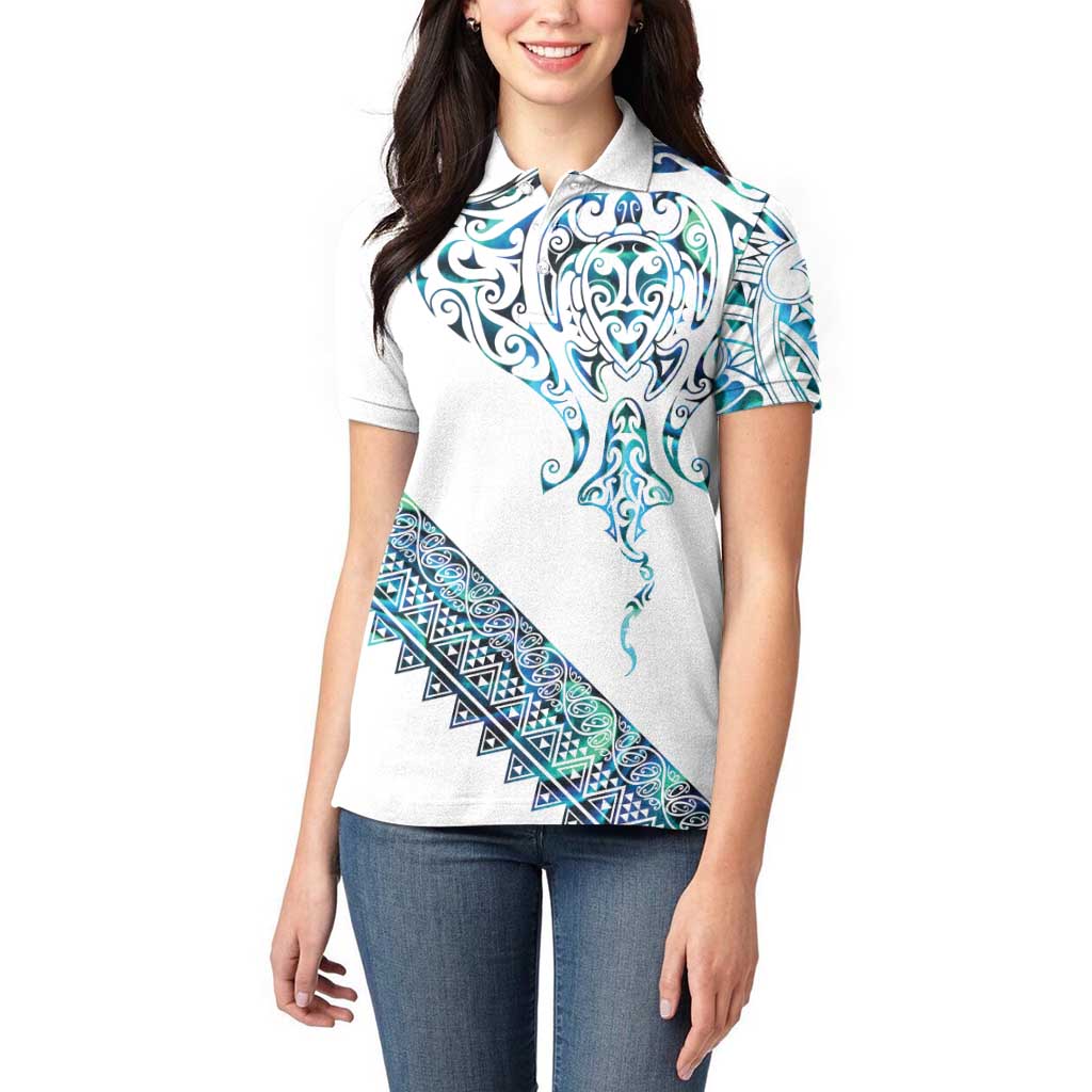 Kahui Whetu Paua shell Kowhaiwhai Taniko Personalised Women Polo Shirt Manta Ray Shark-Turtle Maori Tribal Style LT9 - Polynesian Pride