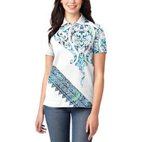 Kahui Whetu Paua shell Kowhaiwhai Taniko Personalised Women Polo Shirt Manta Ray Shark-Turtle Maori Tribal Style LT9 - Polynesian Pride