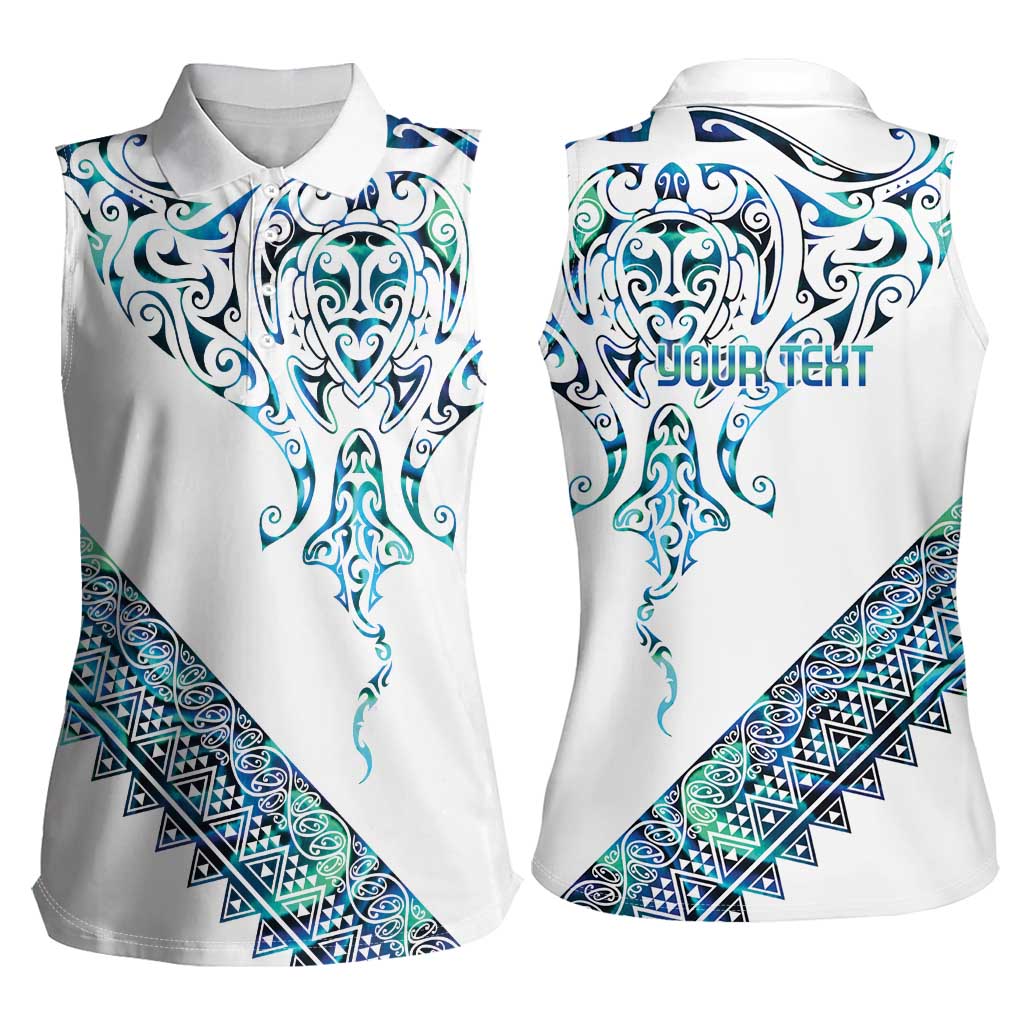 Kahui Whetu Paua shell Kowhaiwhai Taniko Personalised Women Sleeveless Polo Shirt Manta Ray Shark-Turtle Maori Tribal Style LT9 - Polynesian Pride