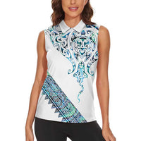 Kahui Whetu Paua shell Kowhaiwhai Taniko Personalised Women Sleeveless Polo Shirt Manta Ray Shark-Turtle Maori Tribal Style LT9 - Polynesian Pride