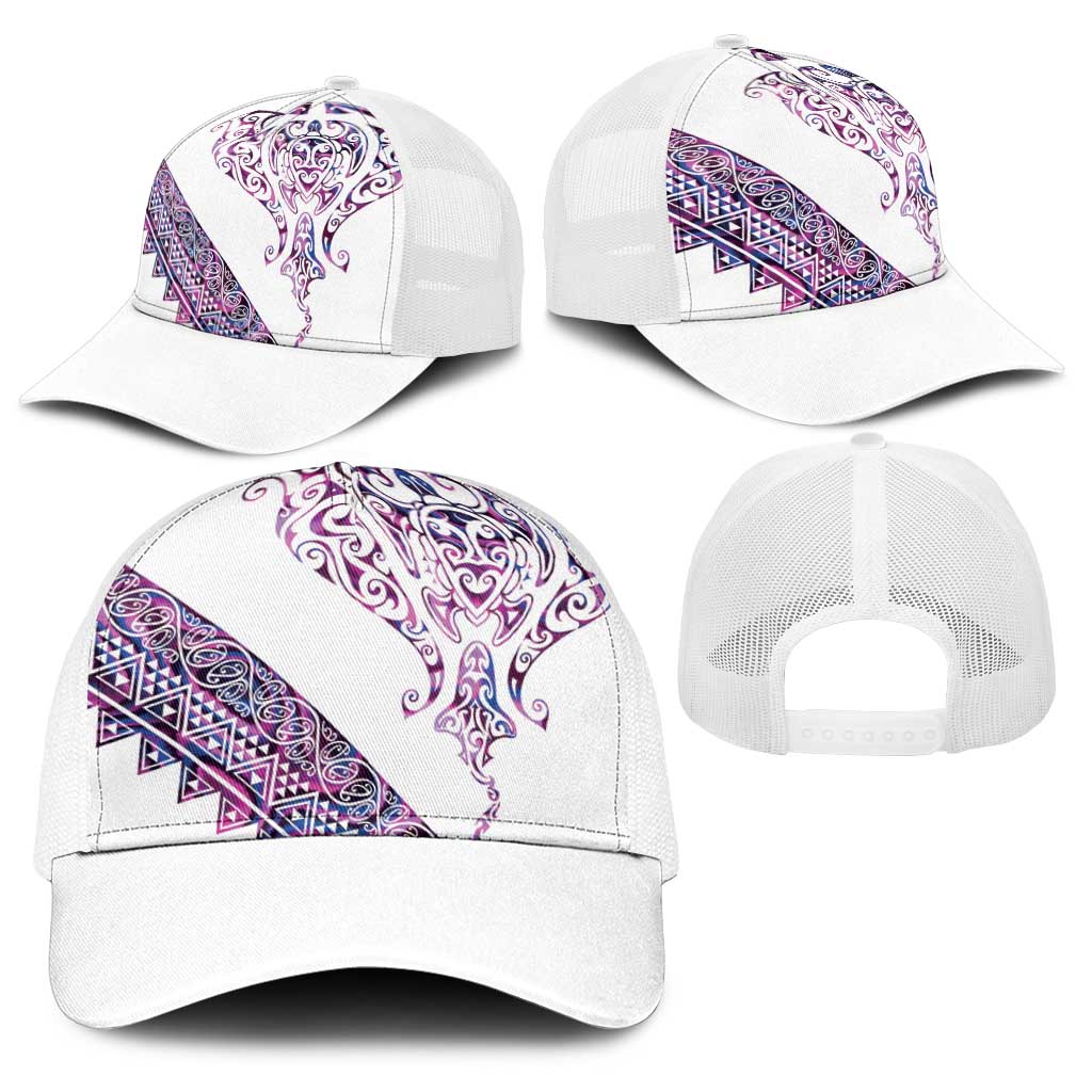 Mawhero Paua shell Kowhaiwhai Taniko Baseball Net Cap Manta Ray Shark-Turtle Maori Tribal Style LT9 - Polynesian Pride