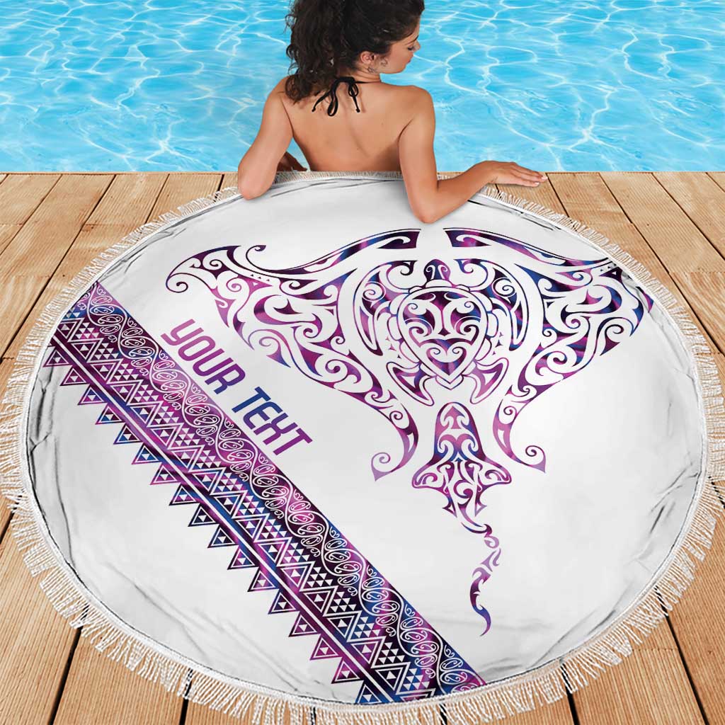 Mawhero Paua shell Kowhaiwhai Taniko Personalised Beach Blanket Manta Ray Shark-Turtle Maori Tribal Style