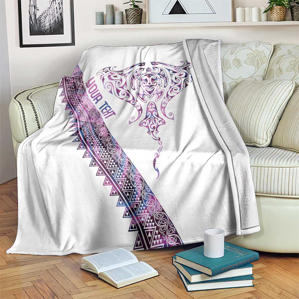 Mawhero Paua shell Kowhaiwhai Taniko Personalised Blanket Manta Ray Shark-Turtle Maori Tribal Style