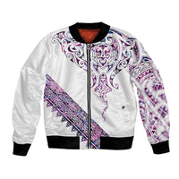 Mawhero Paua shell Kowhaiwhai Taniko Personalised Bomber Jacket Manta Ray Shark-Turtle Maori Tribal Style