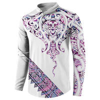 Mawhero Paua shell Kowhaiwhai Taniko Personalised Button Sweatshirt Manta Ray Shark-Turtle Maori Tribal Style