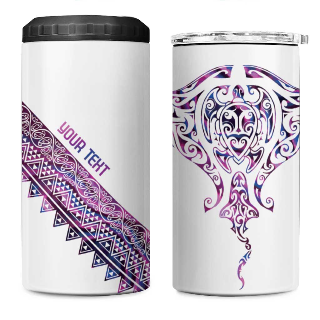 Mawhero Paua shell Kowhaiwhai Taniko Personalised 4 in 1 Can Cooler Tumbler Manta Ray Shark-Turtle Maori Tribal Style LT9 One Size: 16 oz Pink - Polynesian Pride