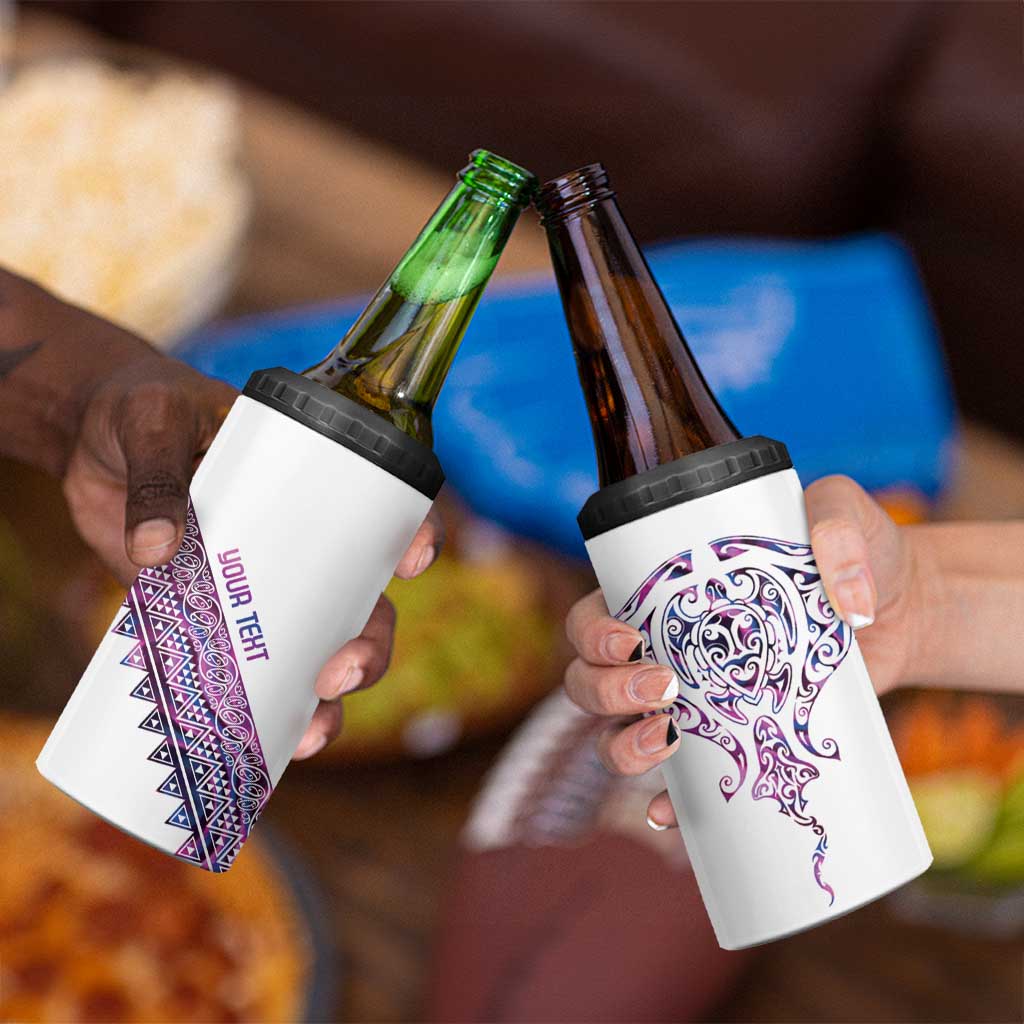 Mawhero Paua shell Kowhaiwhai Taniko Personalised 4 in 1 Can Cooler Tumbler Manta Ray Shark-Turtle Maori Tribal Style LT9 - Polynesian Pride