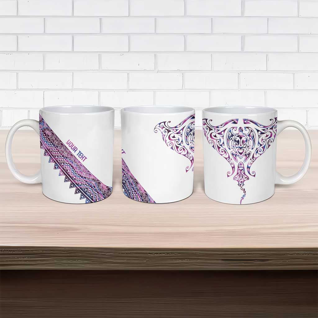 Mawhero Paua shell Kowhaiwhai Taniko Personalised Ceramic Mug Manta Ray Shark-Turtle Maori Tribal Style