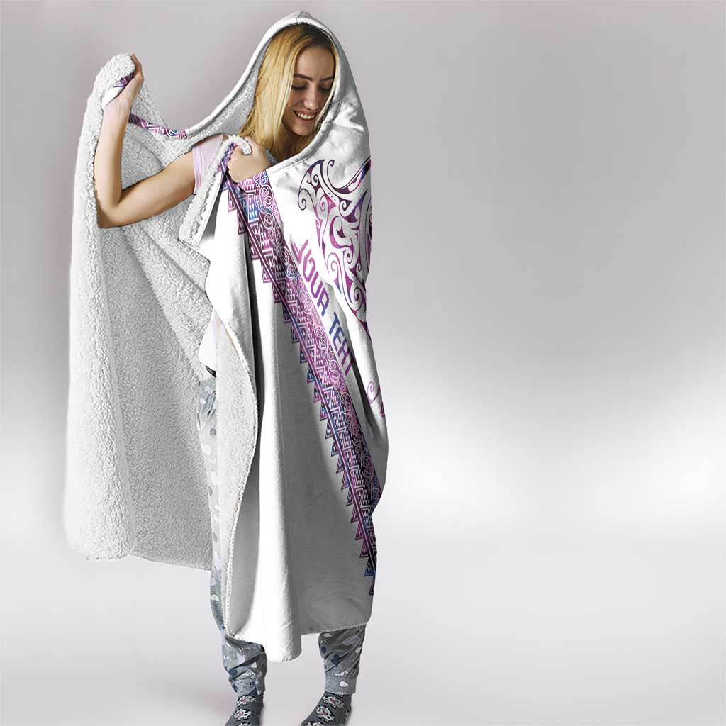 Mawhero Paua shell Kowhaiwhai Taniko Personalised Hooded Blanket Manta Ray Shark-Turtle Maori Tribal Style