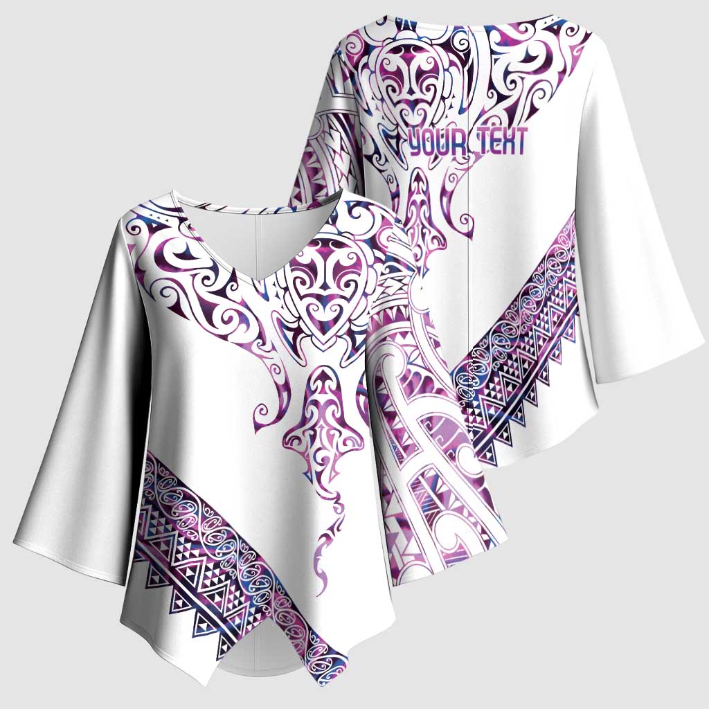 Mawhero Paua shell Kowhaiwhai Taniko Personalised Kimono Sleeve Blouse Manta Ray Shark-Turtle Maori Tribal Style LT9 - Polynesian Pride