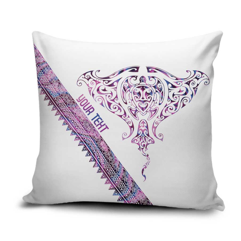 Mawhero Paua shell Kowhaiwhai Taniko Personalised Pillow Cover Manta Ray Shark-Turtle Maori Tribal Style