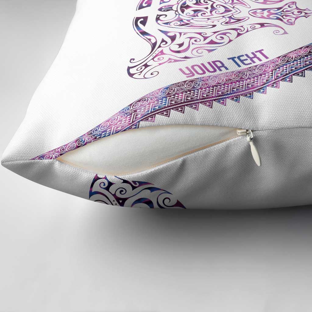 Mawhero Paua shell Kowhaiwhai Taniko Personalised Pillow Cover Manta Ray Shark-Turtle Maori Tribal Style