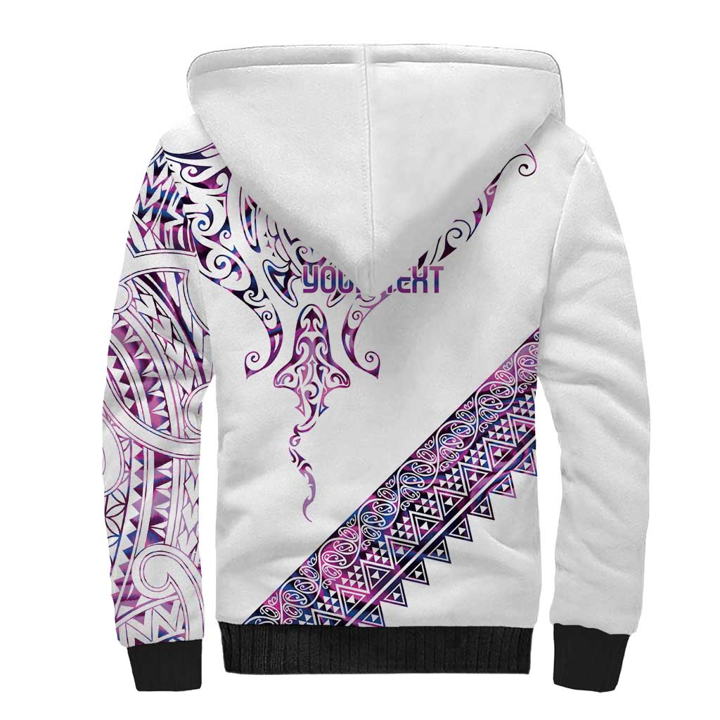 Mawhero Paua shell Kowhaiwhai Taniko Personalised Sherpa Hoodie Manta Ray Shark-Turtle Maori Tribal Style LT9 - Polynesian Pride