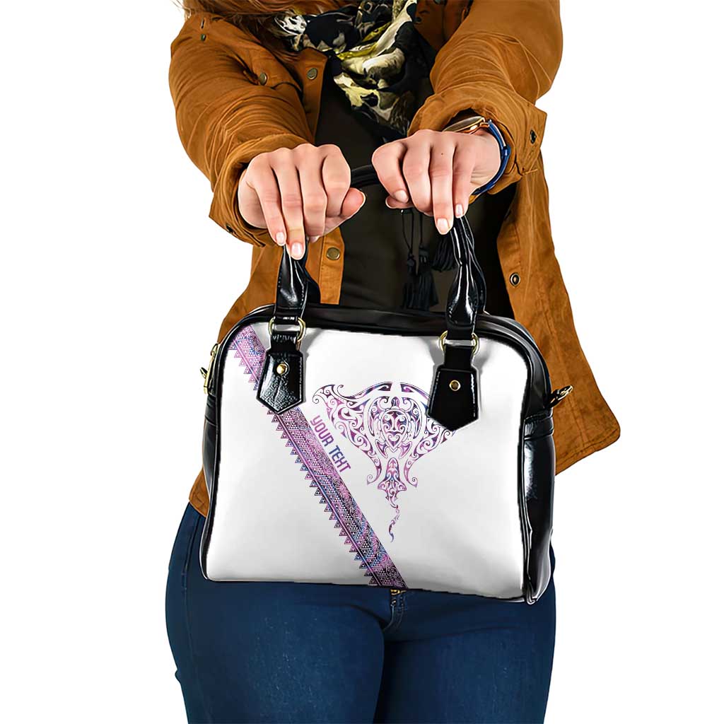 Mawhero Paua shell Kowhaiwhai Taniko Personalised Shoulder Handbag Manta Ray Shark-Turtle Maori Tribal Style