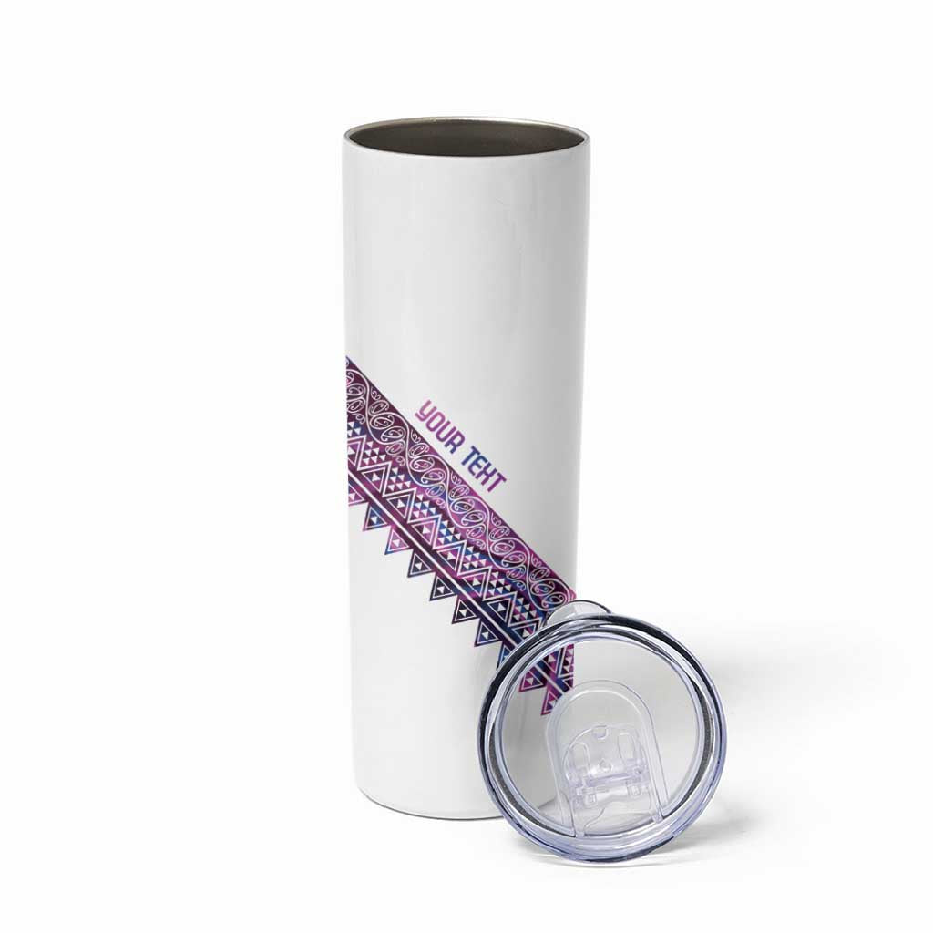 Mawhero Paua shell Kowhaiwhai Taniko Personalised Skinny Tumbler Manta Ray Shark-Turtle Maori Tribal Style LT9 - Polynesian Pride