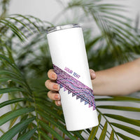 Mawhero Paua shell Kowhaiwhai Taniko Personalised Skinny Tumbler Manta Ray Shark-Turtle Maori Tribal Style LT9 - Polynesian Pride