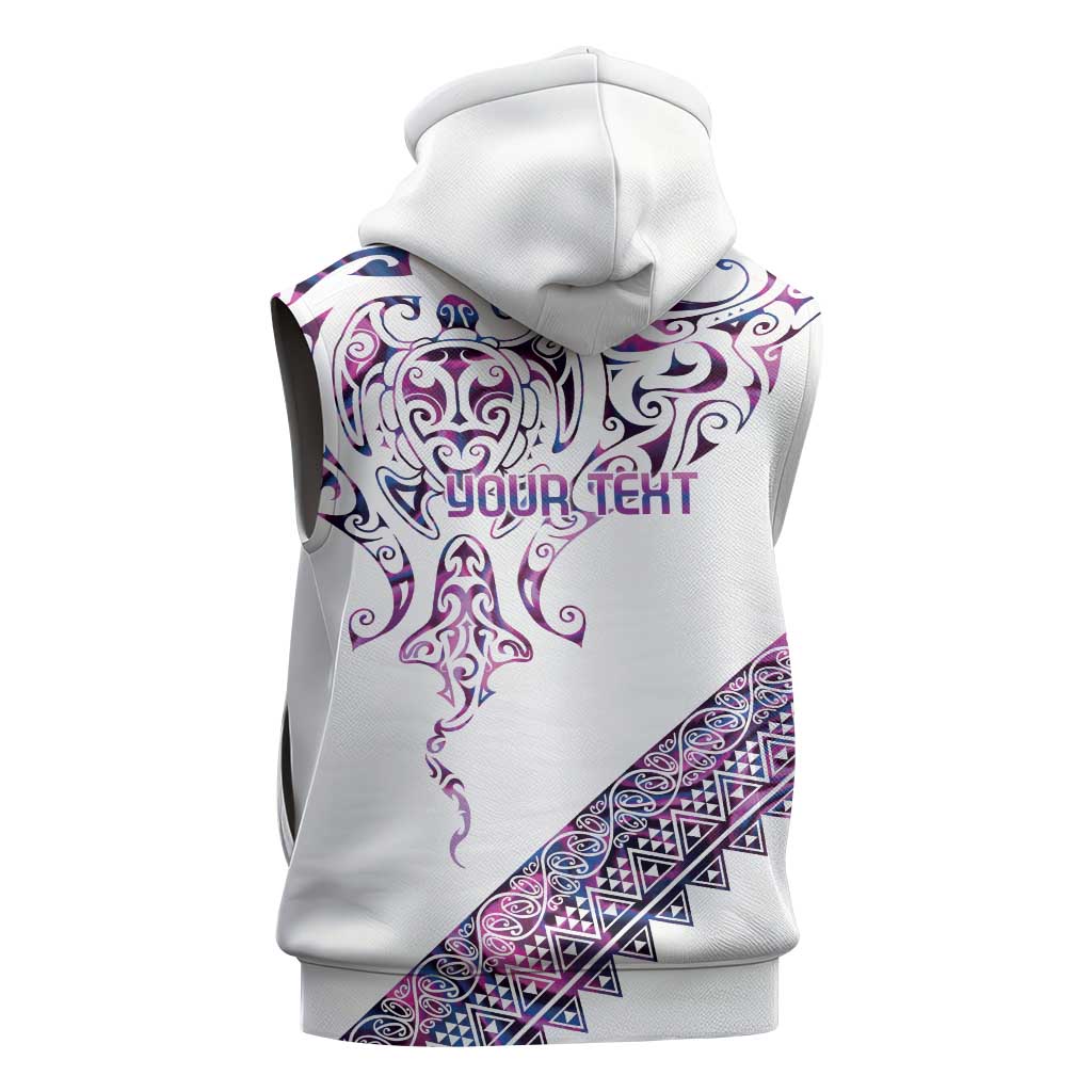 Mawhero Paua shell Kowhaiwhai Taniko Personalised Sleeveless Zip Hoodie Manta Ray Shark-Turtle Maori Tribal Style LT9 - Polynesian Pride