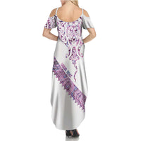 Mawhero Paua shell Kowhaiwhai Taniko Personalised Summer Maxi Dress Manta Ray Shark-Turtle Maori Tribal Style