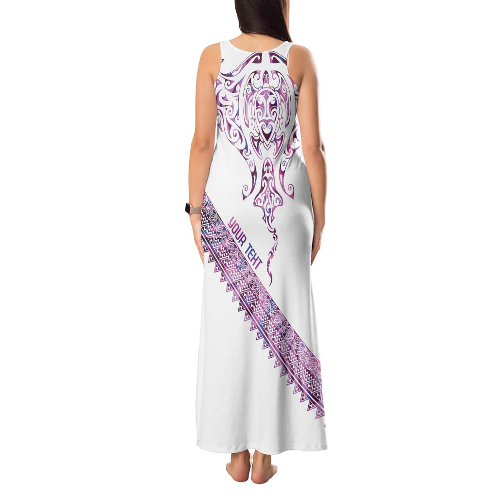 Mawhero Paua shell Kowhaiwhai Taniko Personalised Tank Maxi Dress Manta Ray Shark-Turtle Maori Tribal Style