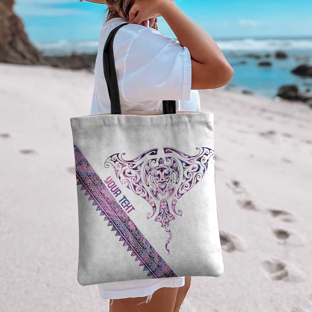 Mawhero Paua shell Kowhaiwhai Taniko Personalised Tote Bag Manta Ray Shark-Turtle Maori Tribal Style