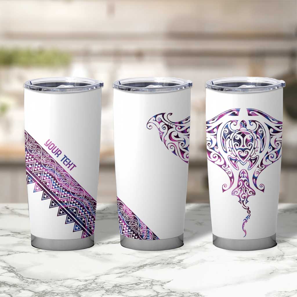 Mawhero Paua shell Kowhaiwhai Taniko Personalised Tumbler Cup Manta Ray Shark-Turtle Maori Tribal Style