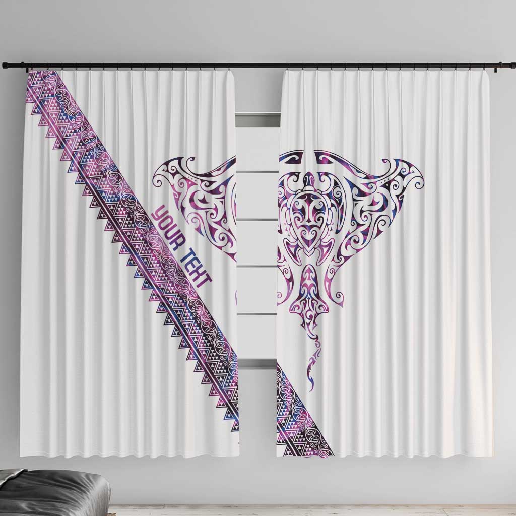 Mawhero Paua shell Kowhaiwhai Taniko Personalised Window Curtain Manta Ray Shark-Turtle Maori Tribal Style