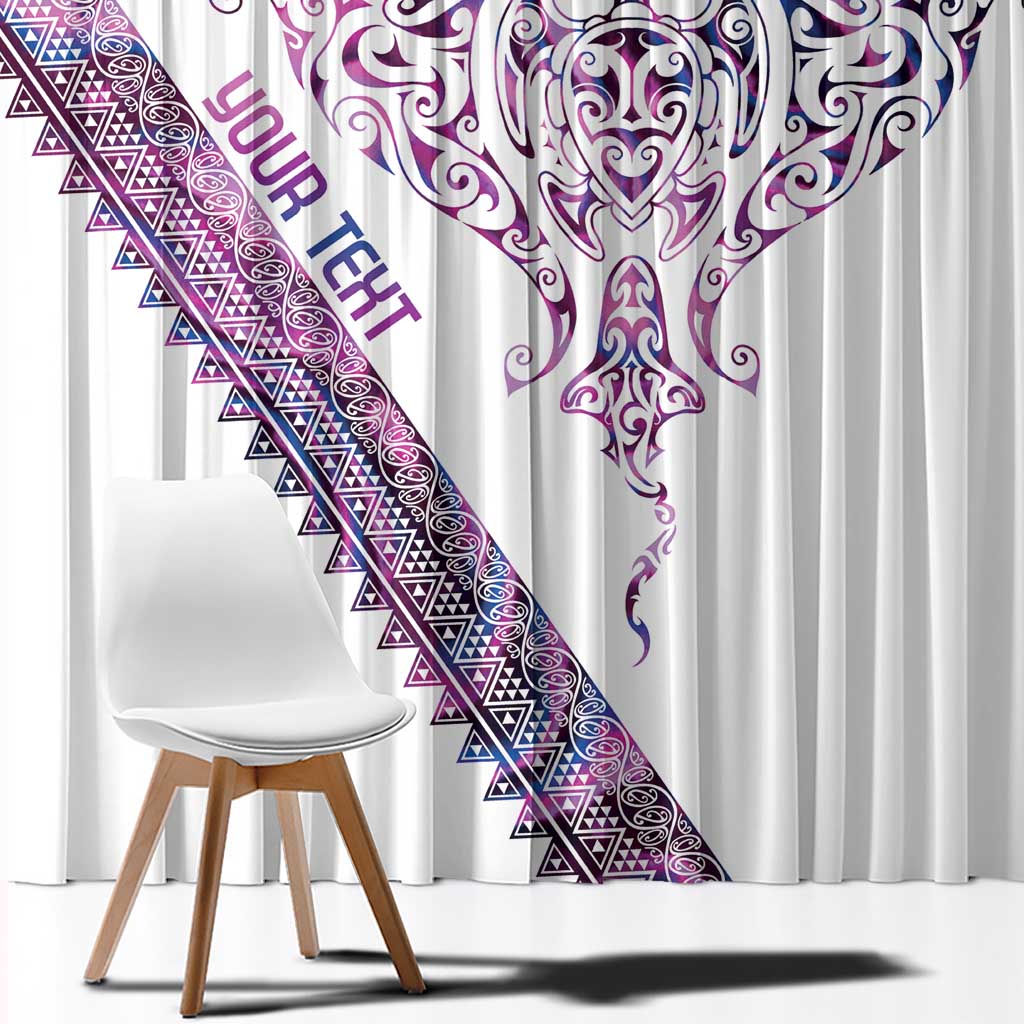 Mawhero Paua shell Kowhaiwhai Taniko Personalised Window Curtain Manta Ray Shark-Turtle Maori Tribal Style