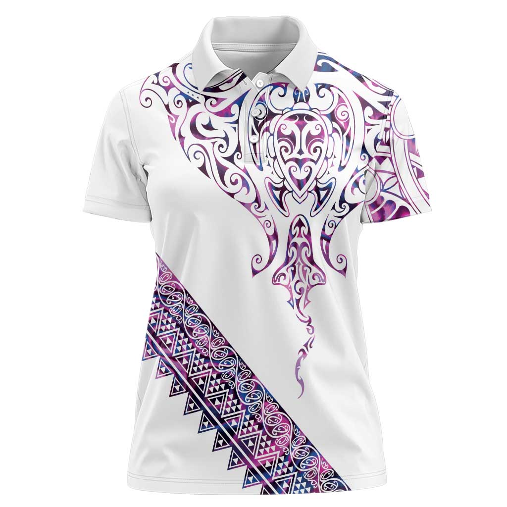Mawhero Paua shell Kowhaiwhai Taniko Personalised Women Polo Shirt Manta Ray Shark-Turtle Maori Tribal Style LT9 Female Pink - Polynesian Pride