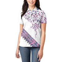 Mawhero Paua shell Kowhaiwhai Taniko Personalised Women Polo Shirt Manta Ray Shark-Turtle Maori Tribal Style LT9 - Polynesian Pride