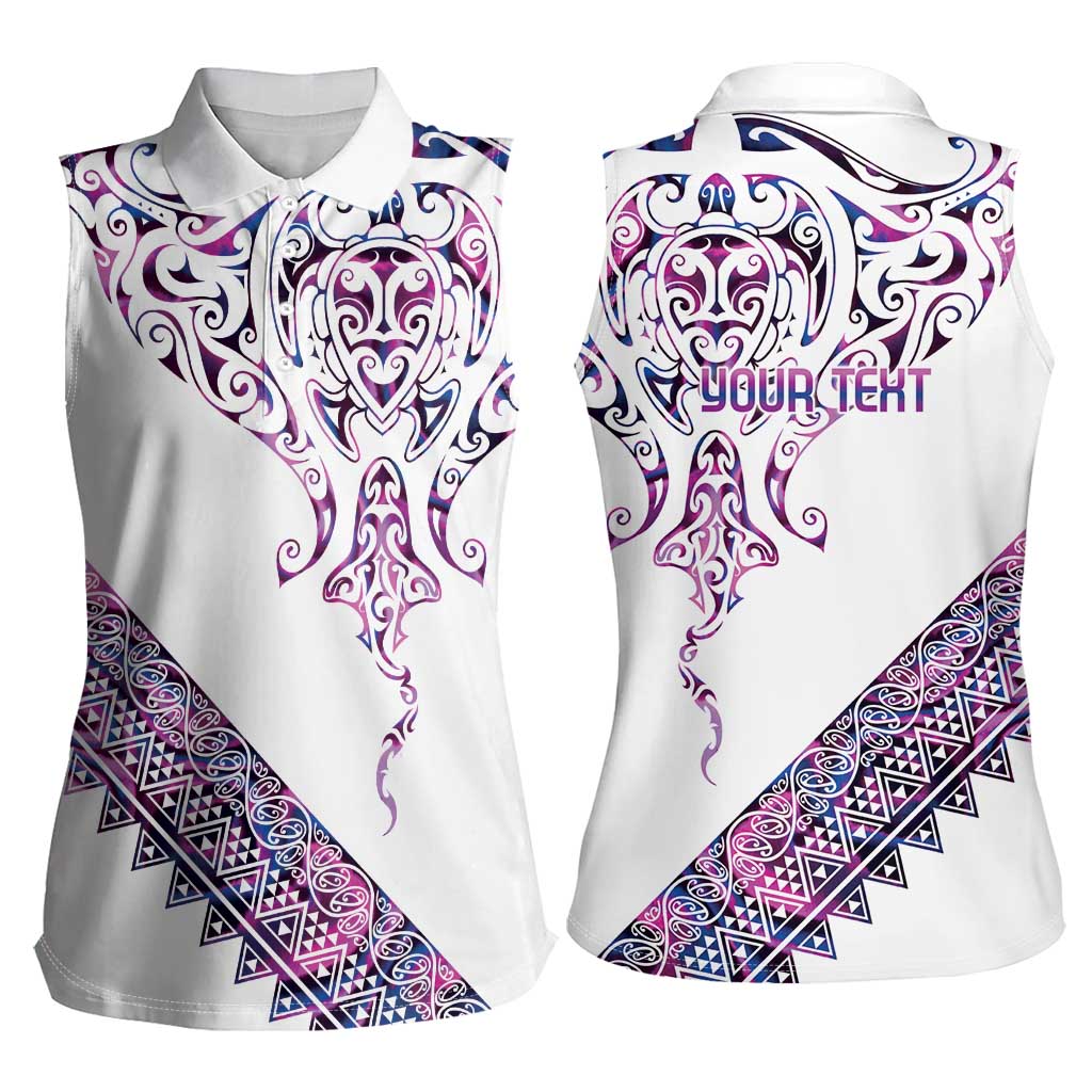 Mawhero Paua shell Kowhaiwhai Taniko Personalised Women Sleeveless Polo Shirt Manta Ray Shark-Turtle Maori Tribal Style LT9 - Polynesian Pride